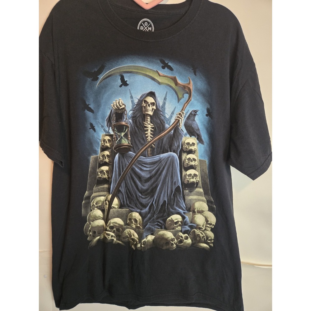 Odm Grim Reaper Skeleton Y2k Vibes T-shirt Size Large Punk Metal Goth Raven